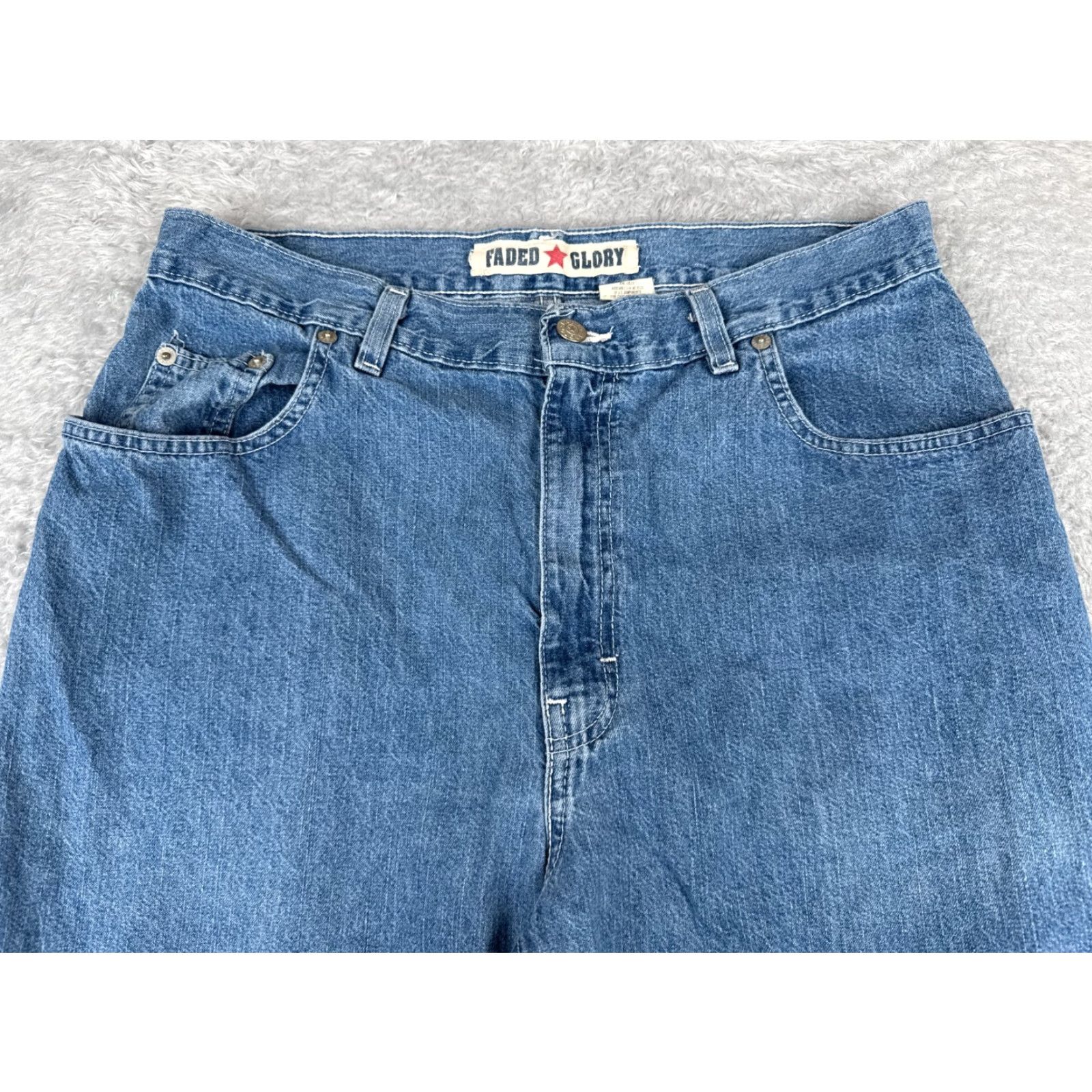 Faded Glory Faded Glory Jeans Women 14P Blue Denim Wide-Leg Relaxed Cotton High Rise 31x28 Jeans Vintage: No Size 36" / US 14 / IT 50 - 4 Thumbnail