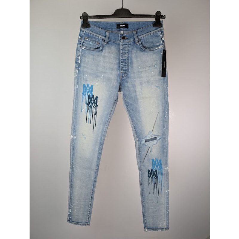 Amiri o1rshd1 MA Drip Skinny Denim Jeans in Light Indigo 32 Size US 32 / EU 48 - 1 Thumbnail