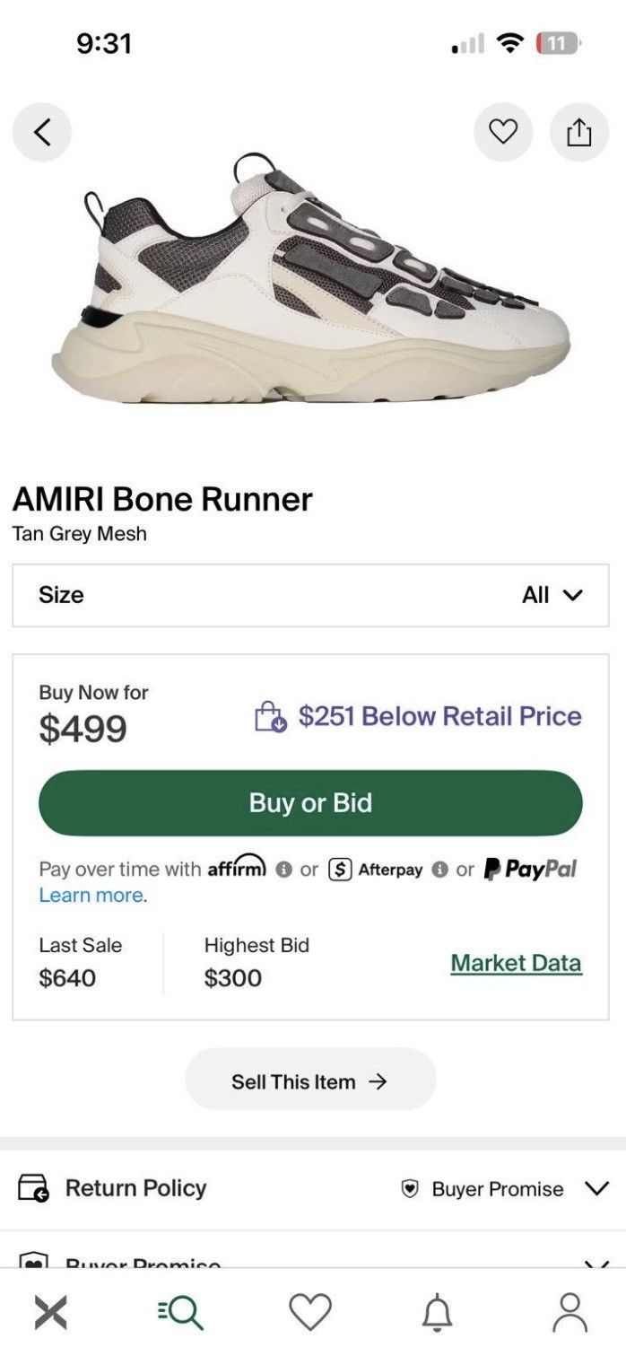Amiri Amiri Bone Runners White & Gray Mesh Size 12/45 Size US 12 / EU 45 - 10 Thumbnail