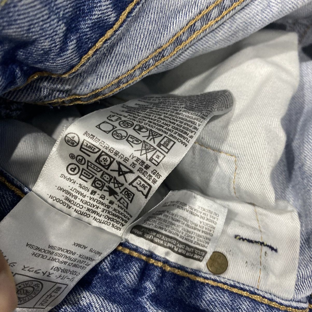 Levi's × Vintage Vintage☠️ Levis Ripped Jeans Straight Cut 90s Size US 34 / EU 50 - 9 Thumbnail