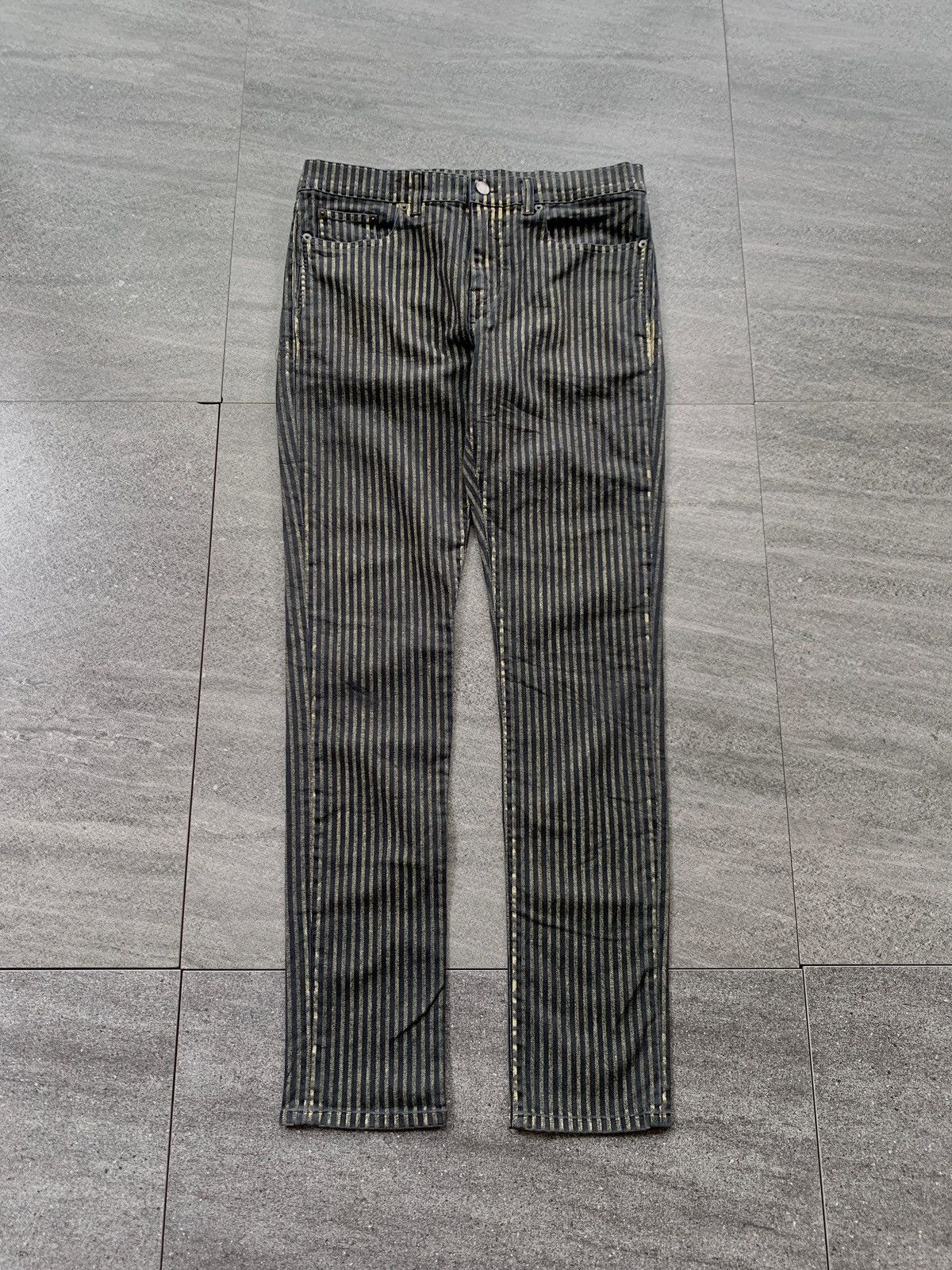 Saint Laurent Paris FREE TAX! Gold Striped Skinny Denim Jeans Size US 32 / EU 48 - 1 Thumbnail