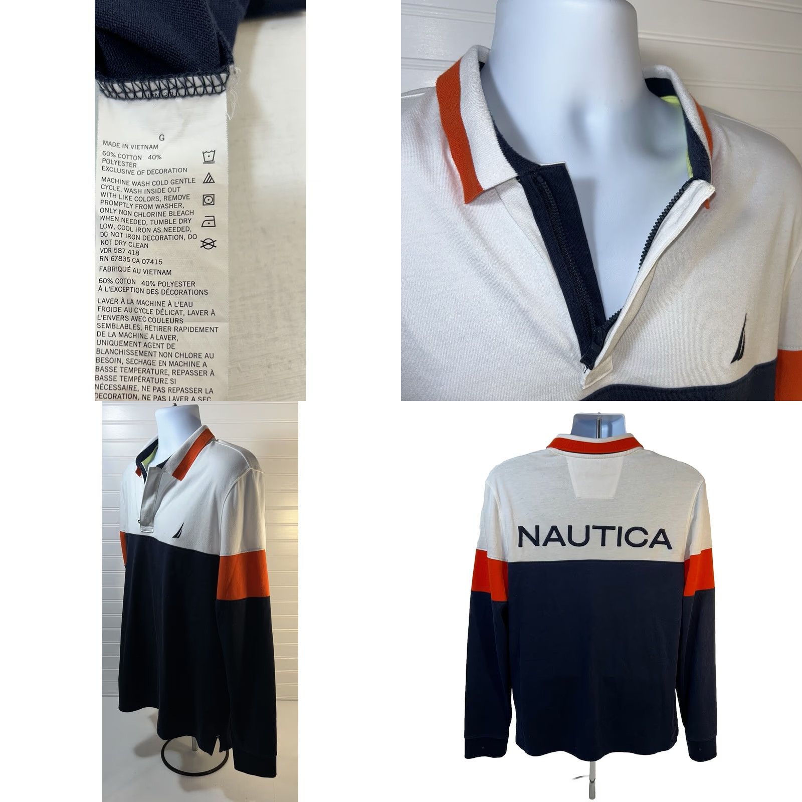 Nautica Nautica Polo Multicolor Colorblock Long Sleeve Slim Fit 1/4 Zip Navy? (Original color: Multicolor) - Men Large Shirt Size US L / EU 52-54 / 3 - 10 Thumbnail