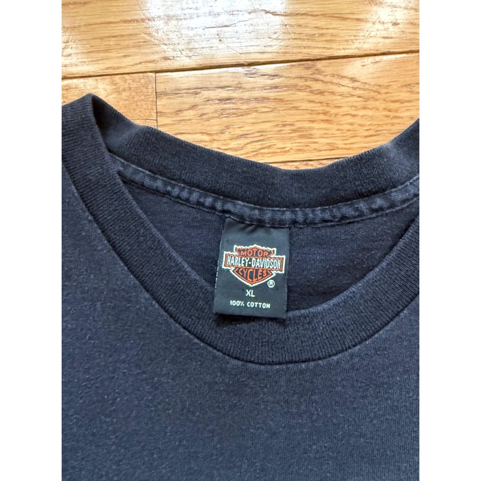 Harley Davidson VTG Harley-Davidson T-Shirt Mens XL Black Cotton Short Sleeve 1990s Puerto Rico USA Made Storm Graphic Print Double-Sided 90s Size XL Reg Fit Size US XL / EU 56 / 4 - 4 Thumbnail