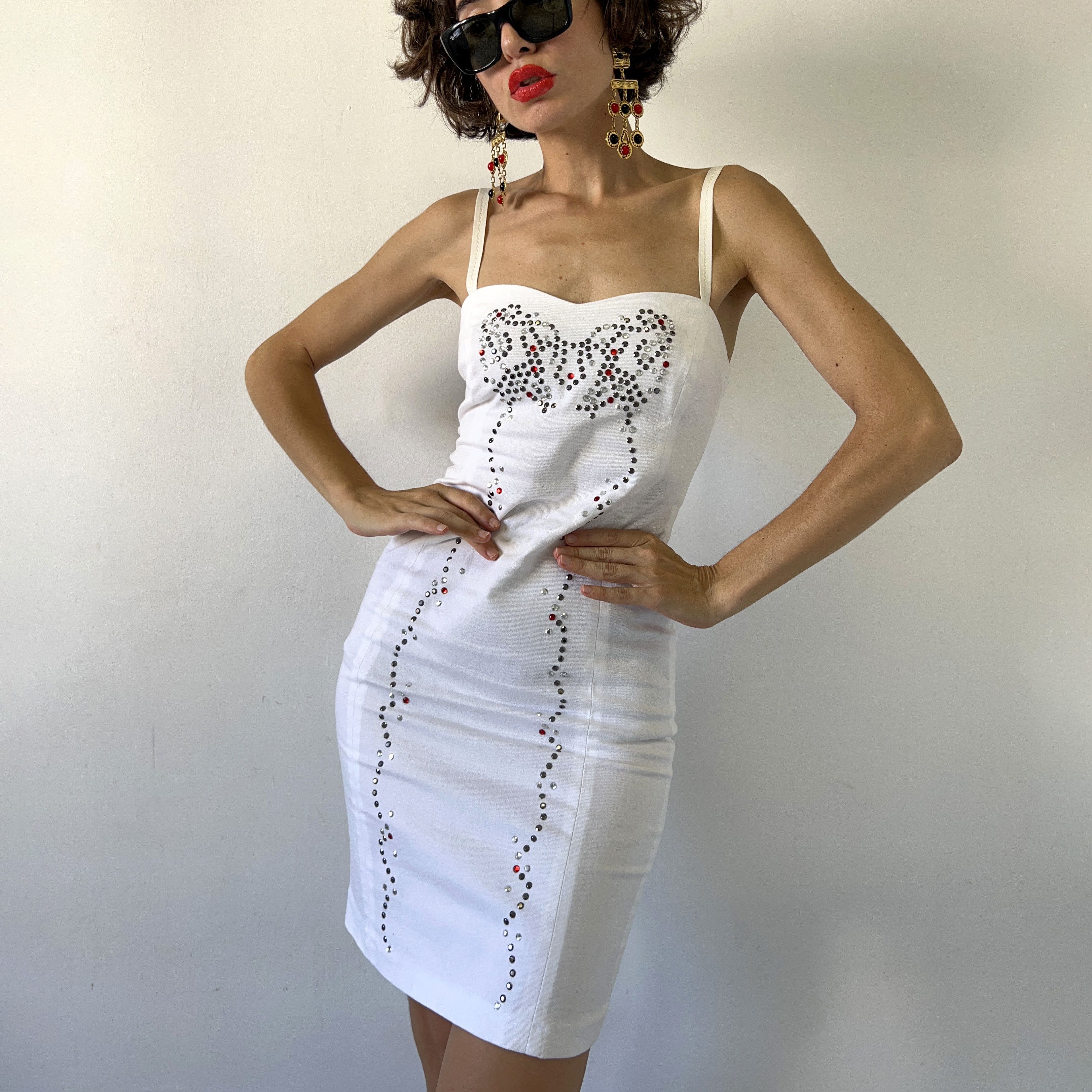 Vintage Vintage rhinestone white pencil slip mini dress Size XS / US 0-2 / IT 36-38 - 4 Thumbnail