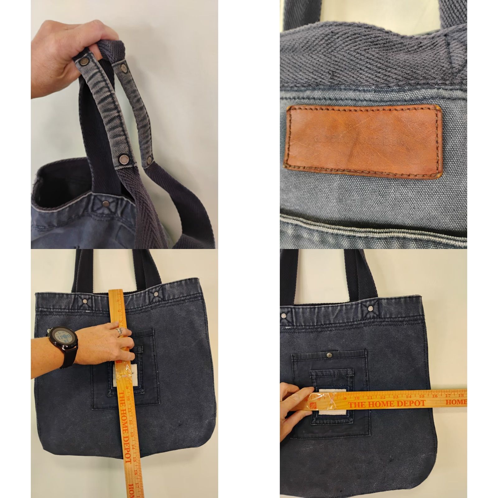 Abercrombie & Fitch VINTAGE Abercrombie & Fitch Tote Bag Square Reversible Canvas Blue 16x15 Women Medium Blue Shoulder Strap Bag Size ONE SIZE - 8 Thumbnail