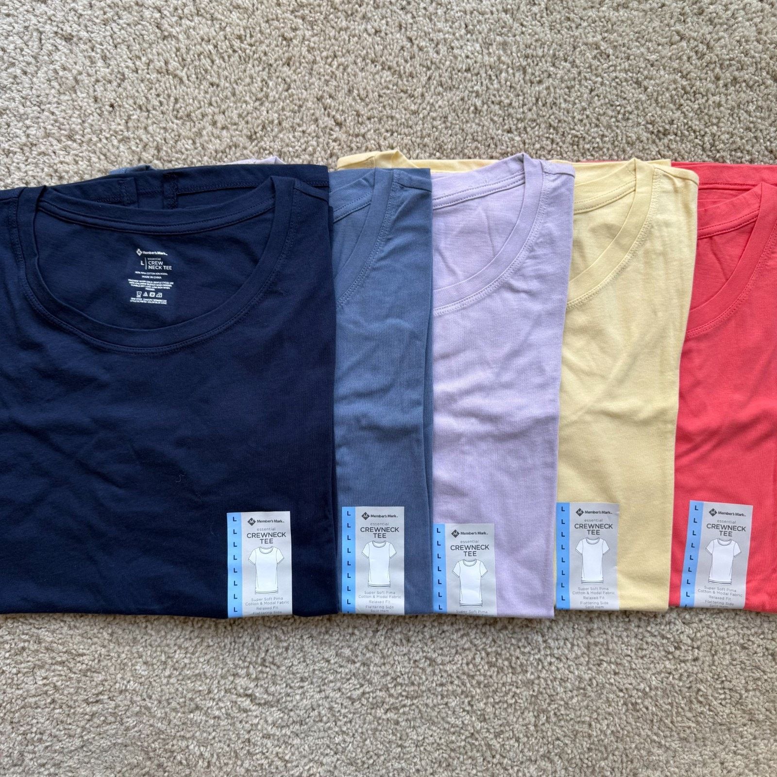 Other NWT Basic Crewneck Tee Set of 5 Womens L Relaxed Fit Size L / US 10 / IT 46 - 1 Preview
