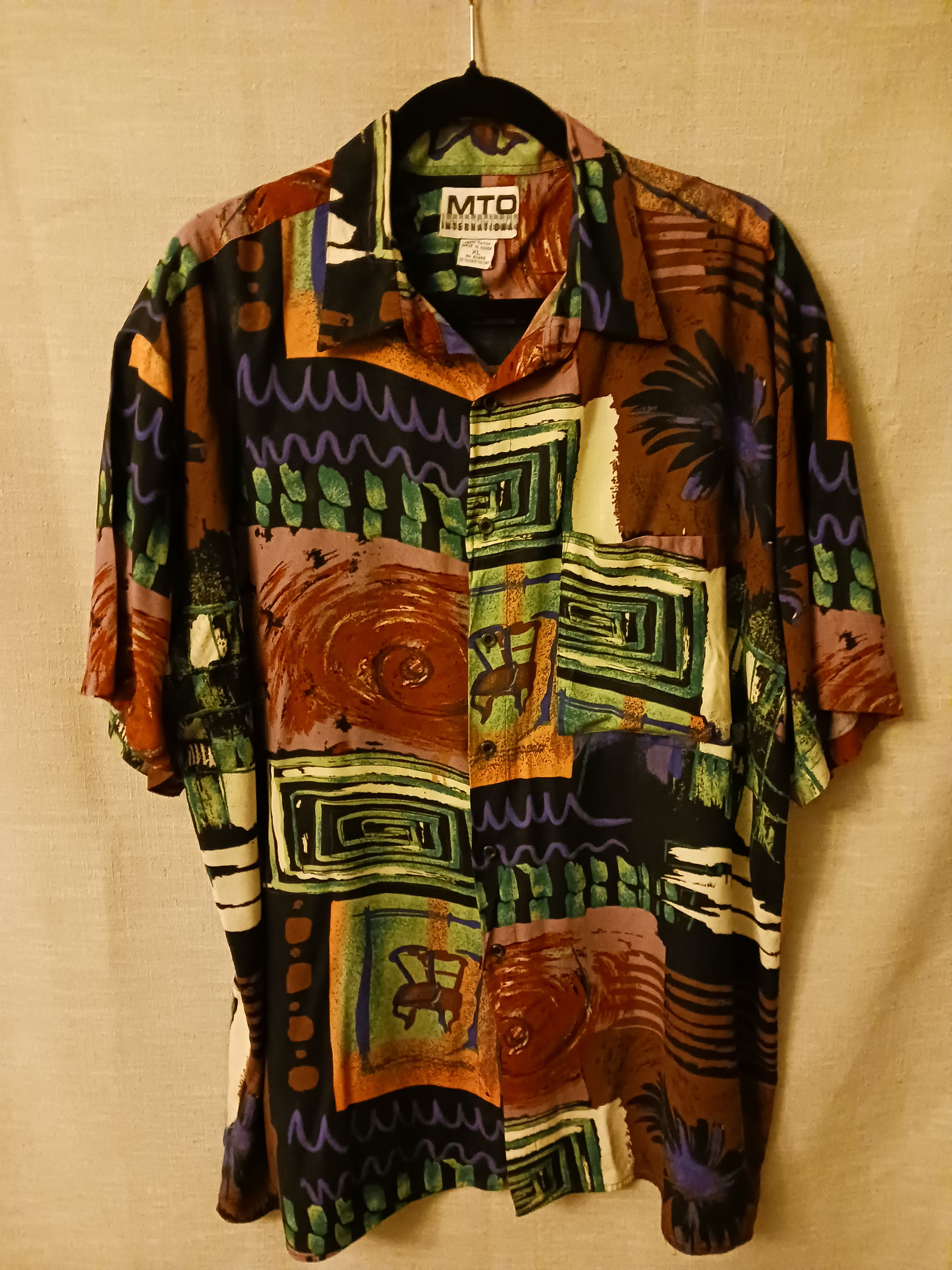 Vintage 100% Rayon Abstract Designed Short Sleeve Shirt Size US XL / EU 56 / 4 - 1 Thumbnail