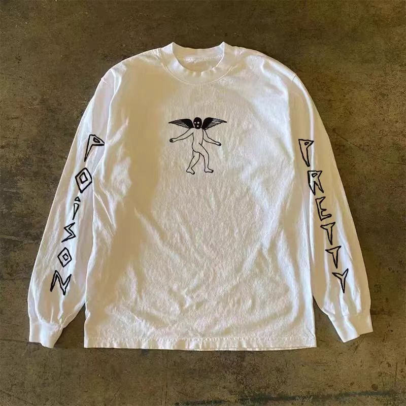 Vintage Casual Retro Angel Print Cotton Long-Sleeve T-Shirt Size US M / EU 48-50 / 2 - 1 Thumbnail