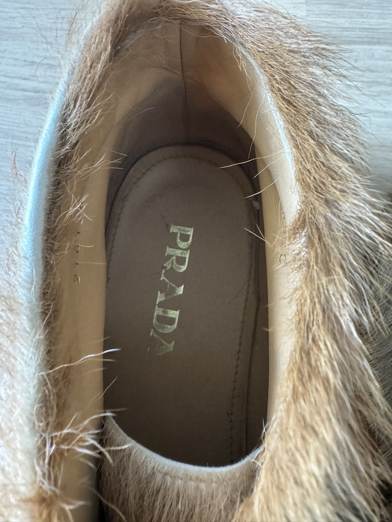 Prada Prada Pony Fur Lace-up Shoes Beige Size US 11 / EU 44 - 11 Thumbnail