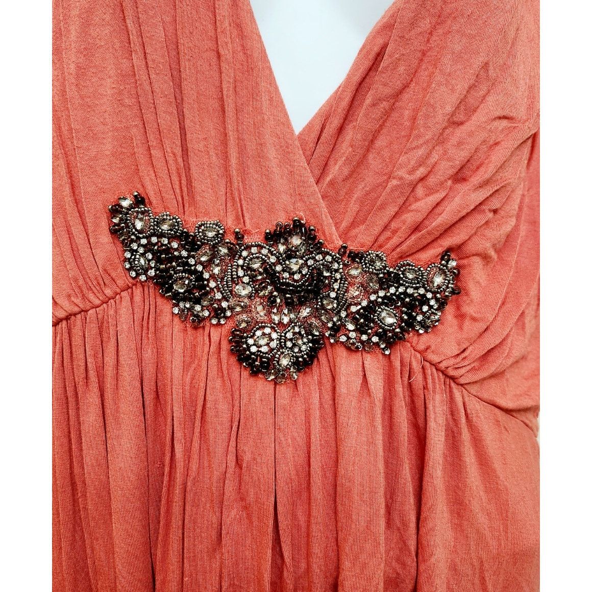 Other K. Jordan Orange Pleated Beading Bodice Top 2X Plus Size 3XL / US 20-22 - 2 Thumbnail