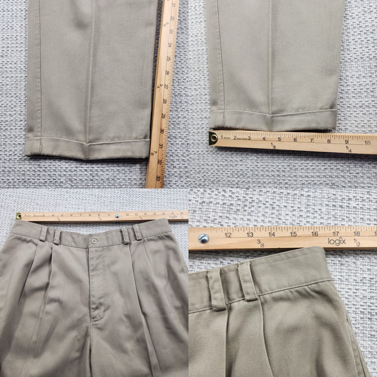 Bugle Boy VINTAGE Bugle Boy Pants Mens 36M Khaki Pleated Chino Slacks Cuffed Hem 65% Polyester 35% Cotton Beig e Size US 36 / EU 52 - 8 Thumbnail