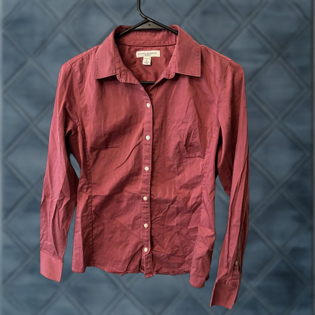 Banana Republic Banana Republic Shirt Womens S Pink Long Sleeve Button Salmon Fitted Shirt Size S / US 4 / IT 40 - 1 Thumbnail
