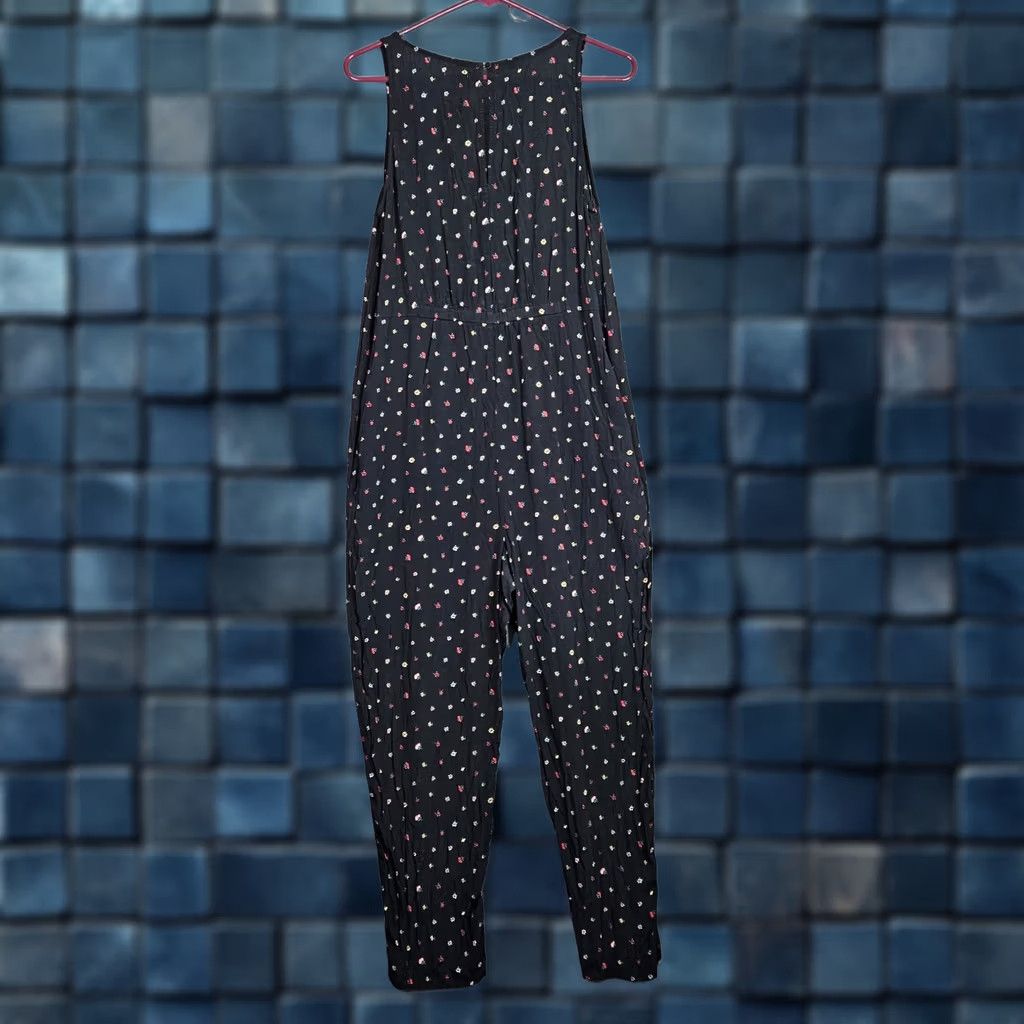 Vintage The Nines Hatch Floral Jumpsuit Sleeveless Women's S Black Round Neck Button Pockets 1 Piece One-Piece Size 28" / US 6 / IT 42 - 1 Thumbnail