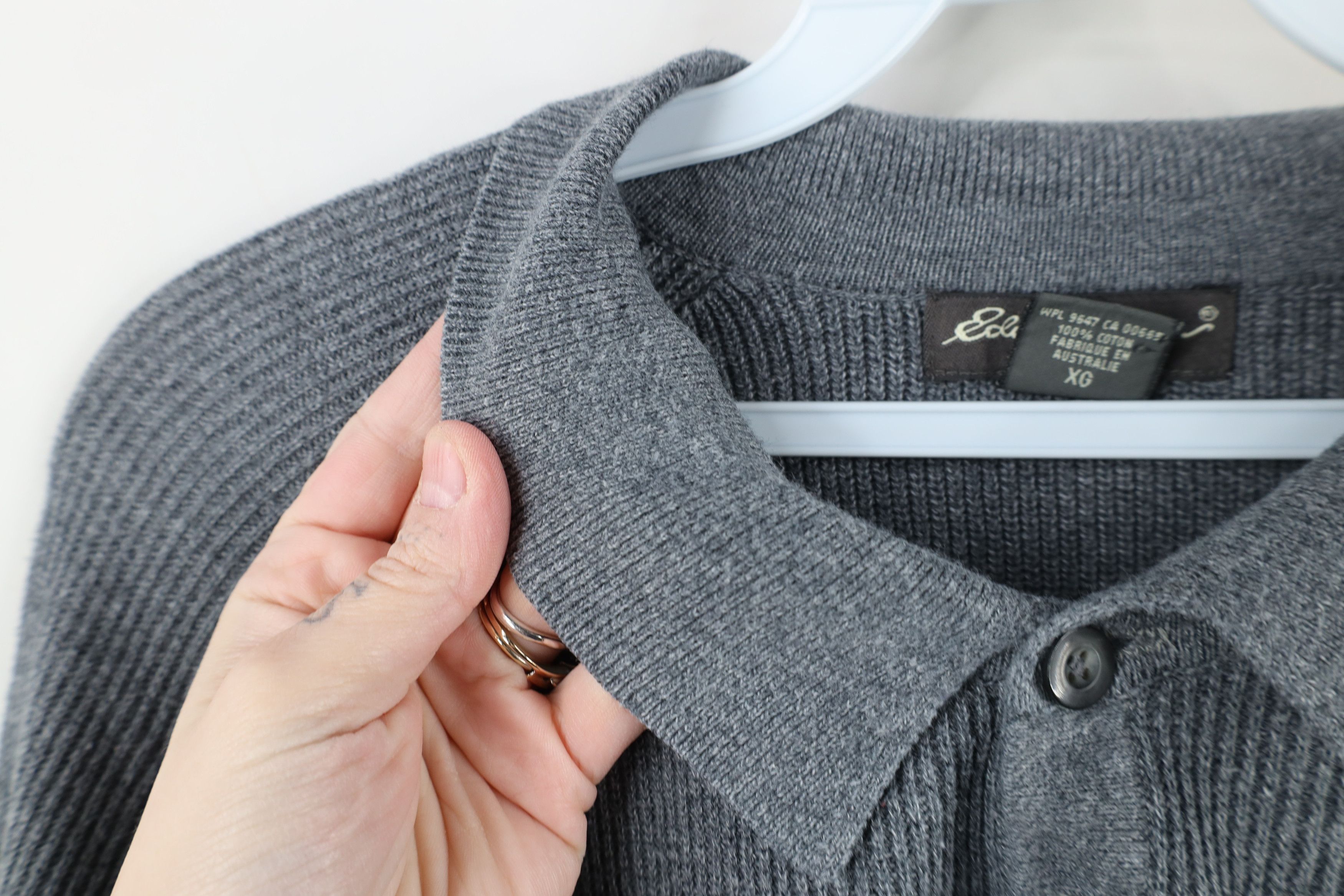 Eddie Bauer × Vintage Vintage 90s Eddie Bauer Collared Pullover Sweater Gray Size US XL / EU 56 / 4 - 7 Thumbnail