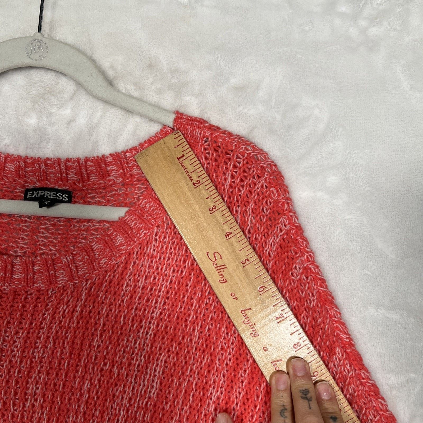 Express Express Pink Cable Knit Sweater Sm Marino Wool Acrylic Round Size S / US 4 / IT 40 - 8 Thumbnail