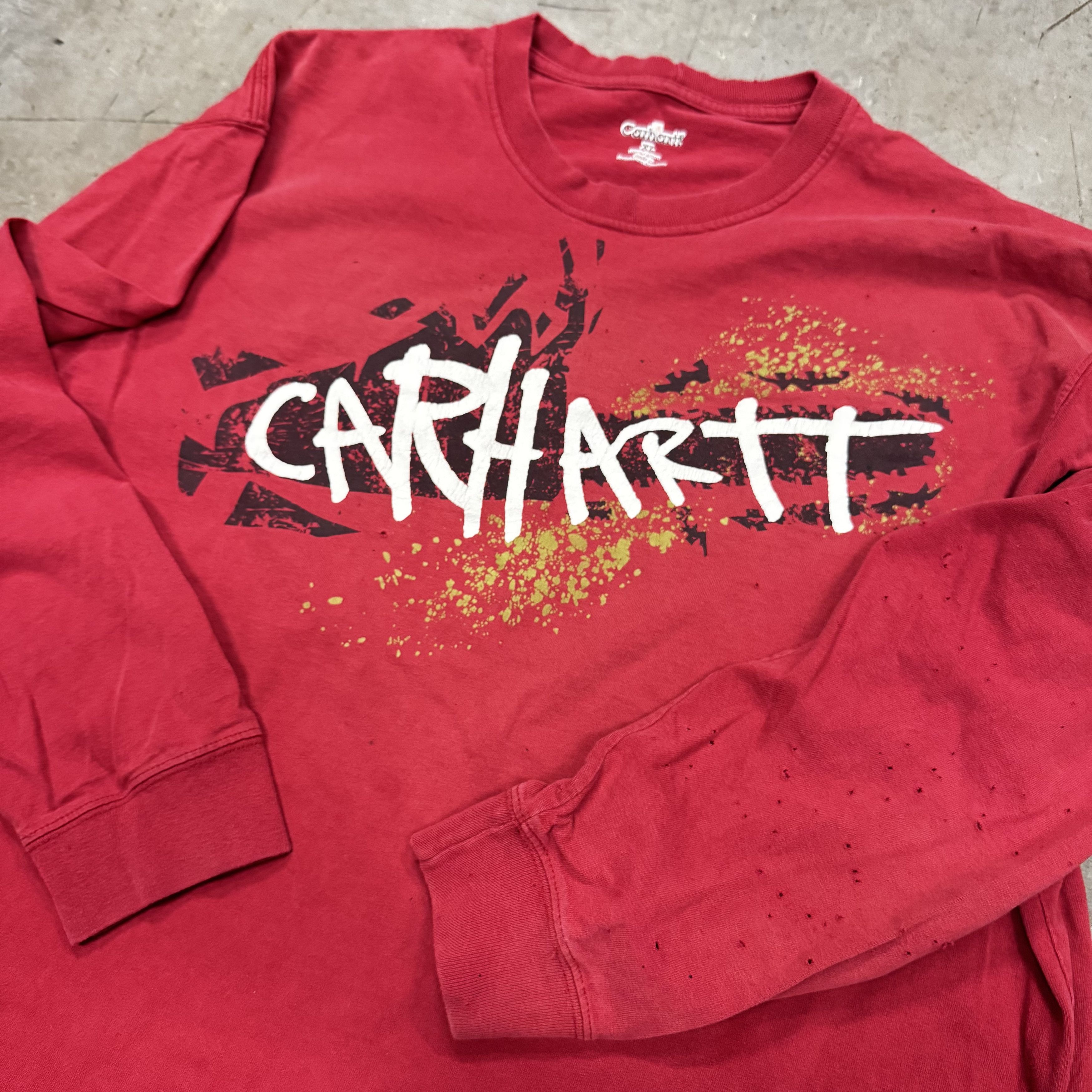 Carhartt × Vintage VTG Y2K Faded Carhartt Graffiti Long Sleeve T Shirt Size US XL / EU 56 / 4 - 2 Thumbnail