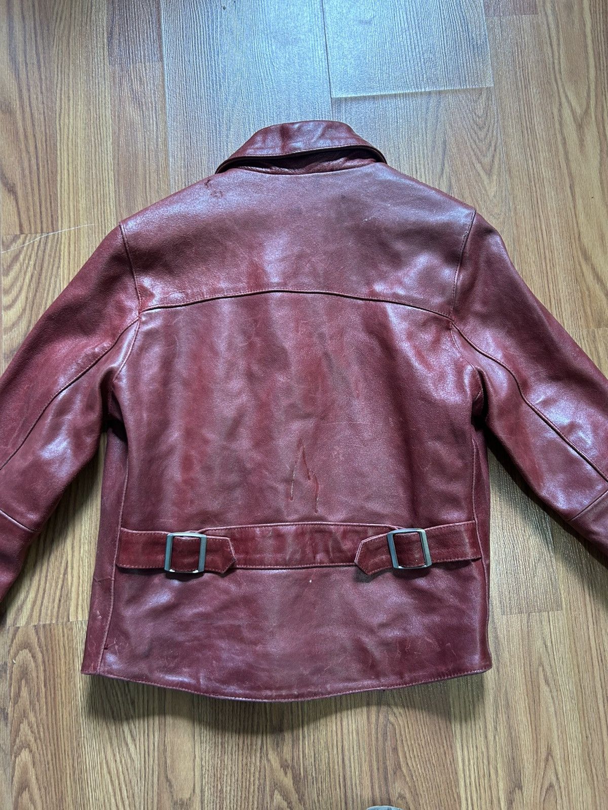 Gap Vintage Gap Blue Jeans Red Leather Jacket Size US S / EU 44-46 / 1 - 3 Thumbnail