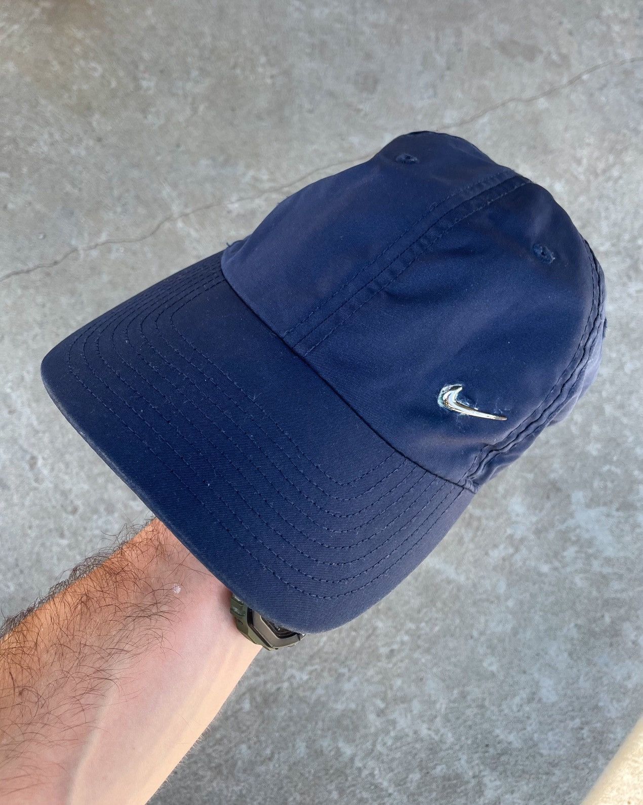 Japanese Brand × Nike × Vintage Nike metal swoosh baseball nylon Y2K Cap Drill Hat Size ONE SIZE - 1 Thumbnail