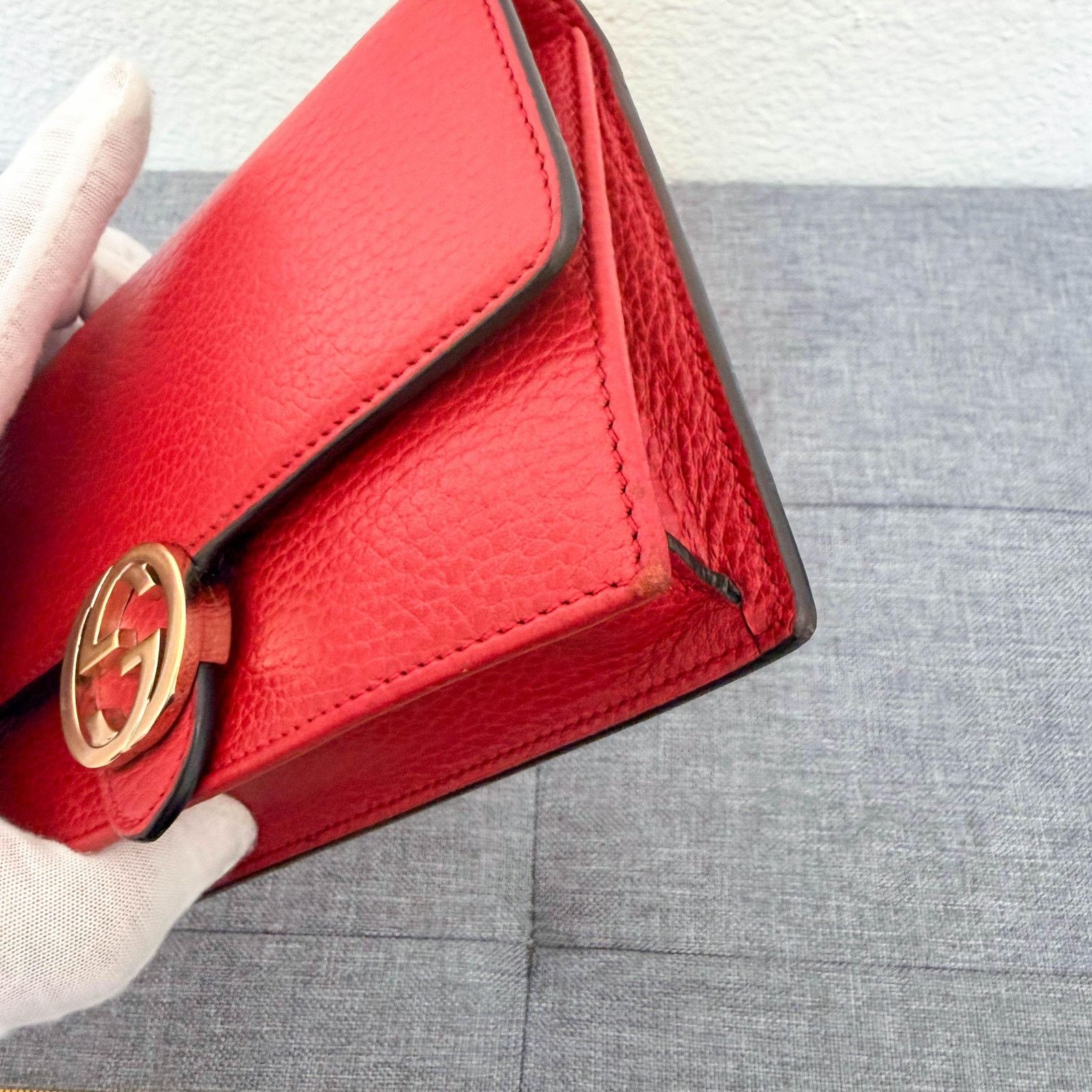 Gucci Gucci Red Leather Interlocking G Chain Bag-3 Size ONE SIZE - 12 Thumbnail
