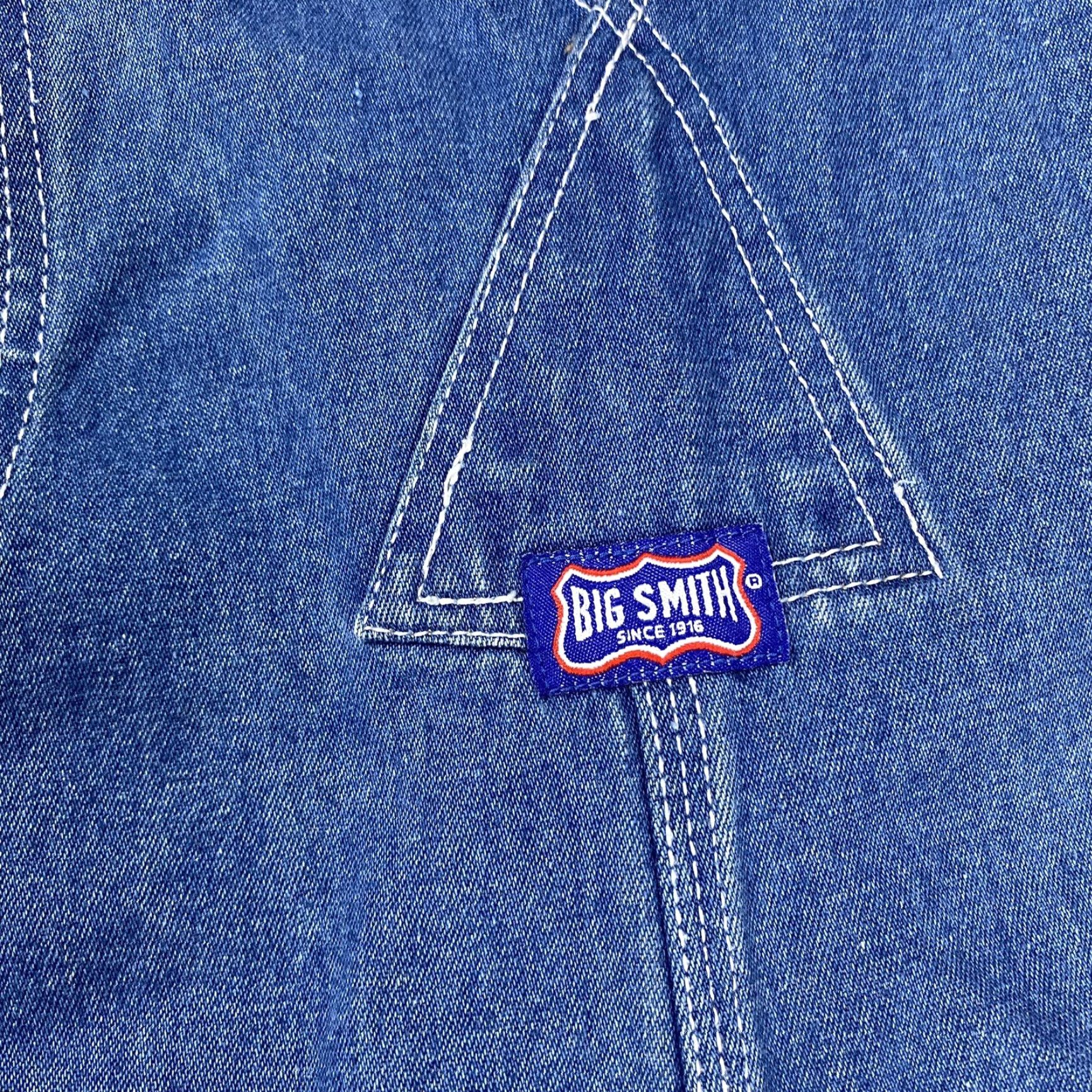 BIG SMITH DENIM OVERALLS Mens 38X32 Relaxed Fit Blue Adjustable Straps 5-Pocket Design