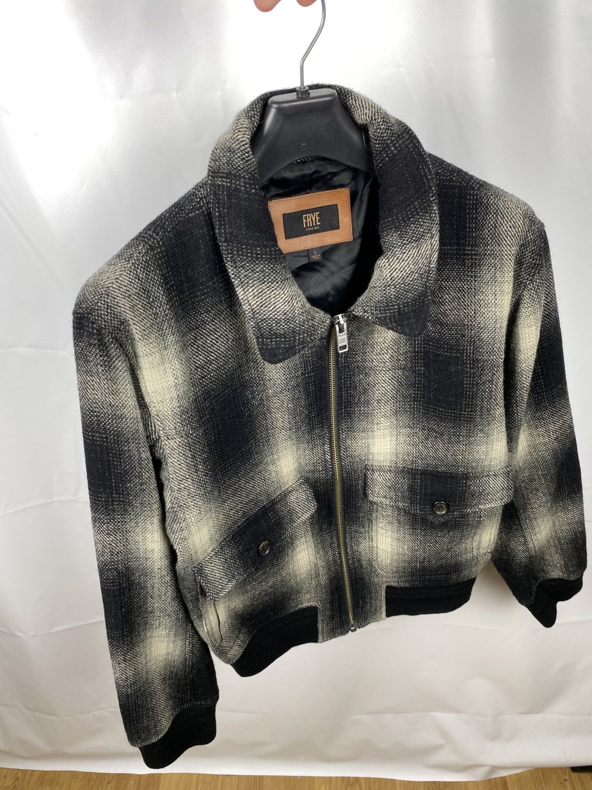 Frye Frye Dylan Shadow Plaid Wool Bomber Jacket size L Size US L / EU 52-54 / 3 - 10 Thumbnail