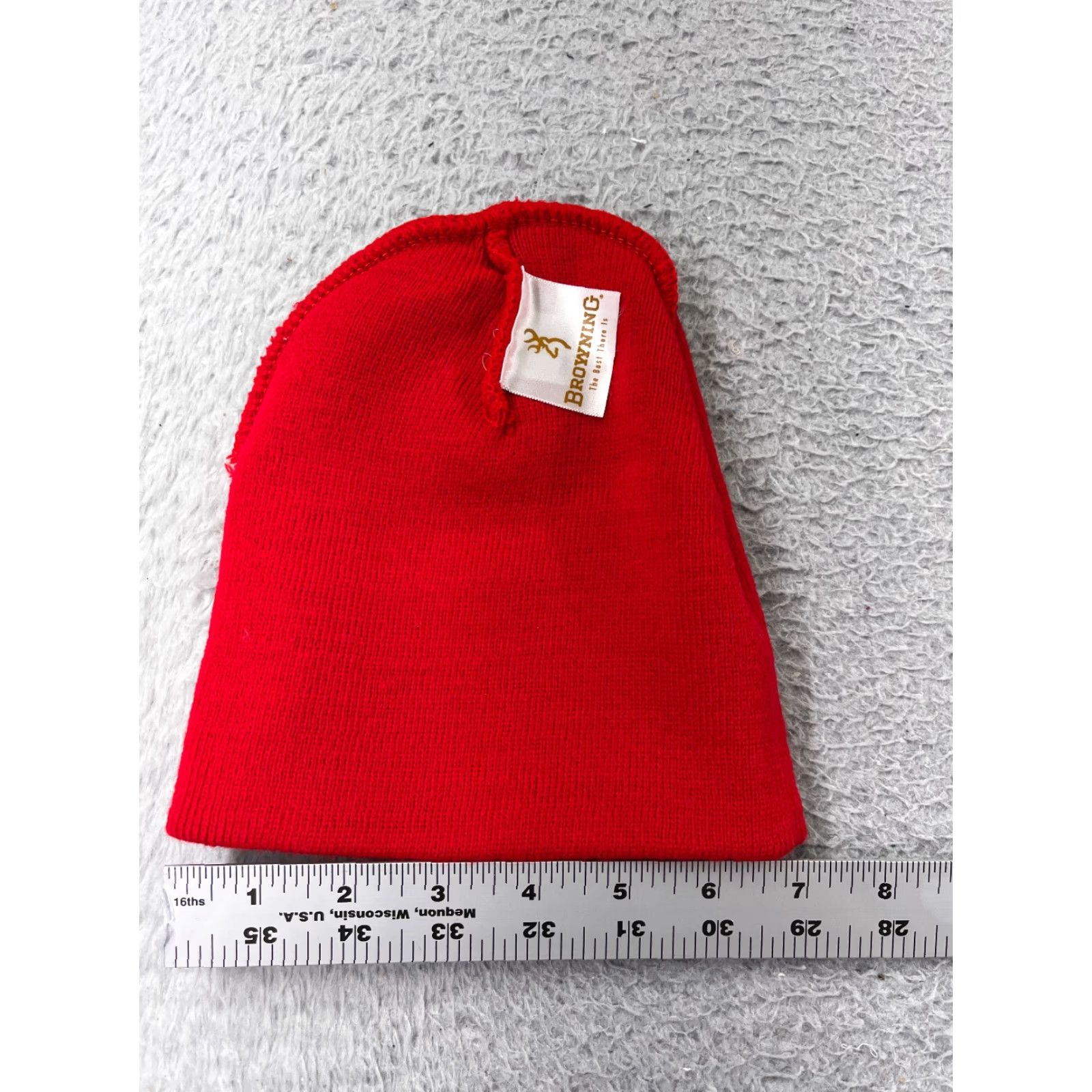 Vintage Browning Beanie Hat Adult One Size Red Knit Embroidered Buckmark Hunting Size ONE SIZE - 5 Thumbnail