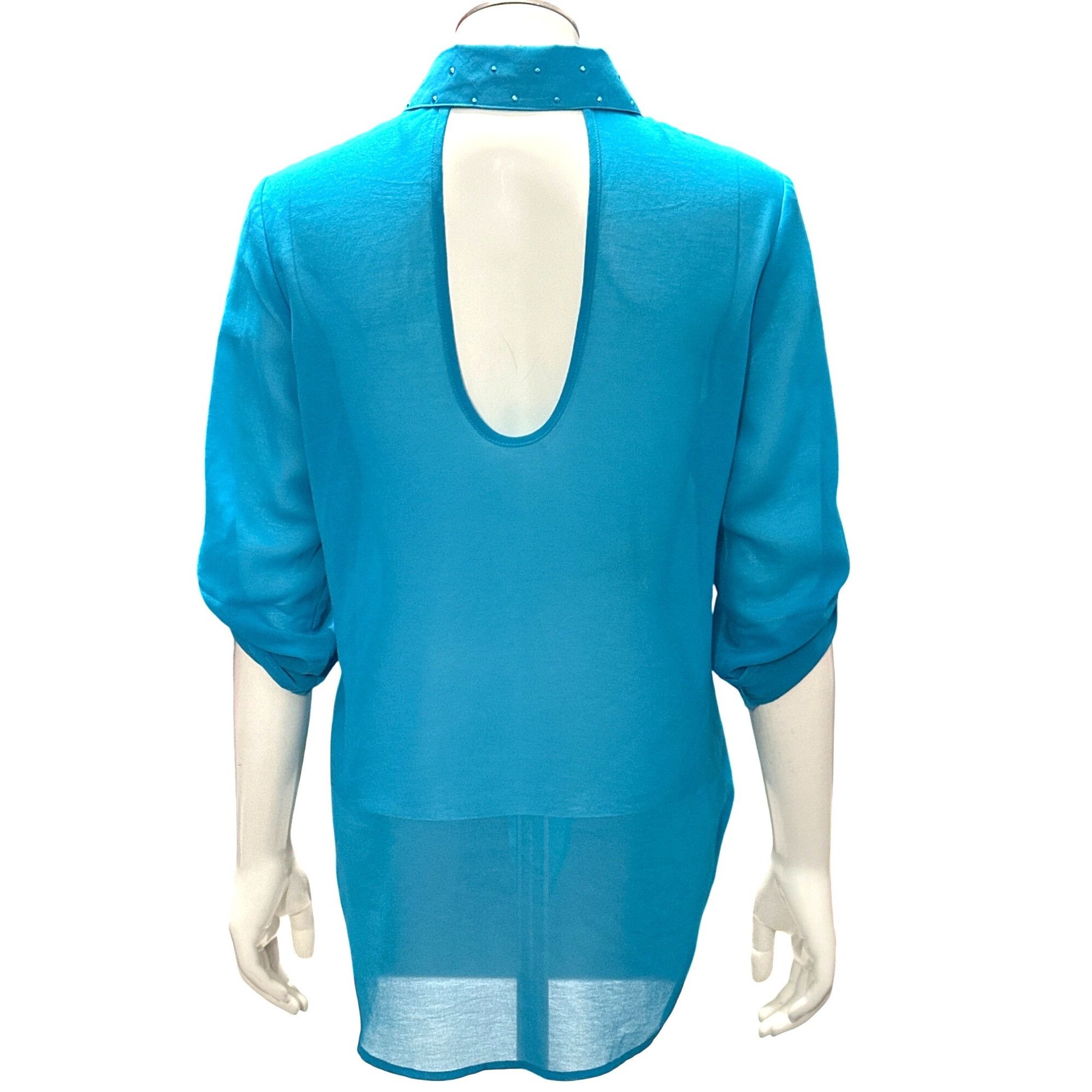 Other CCC Turquoise Tie Front Cutout Back Blouse Medium Statementw Size M / US 6-8 / IT 42-44 - 5 Thumbnail