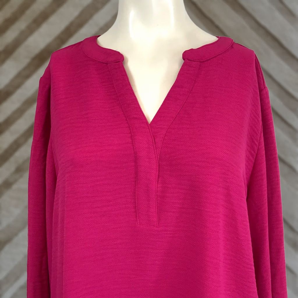 Vintage Chicos Blouse V-Neck Flutter Sleeve 3/4 Size 2 Womens Pink Raspberry Truffle Knit Pullover Size XS / US 0-2 / IT 36-38 - 1 Thumbnail