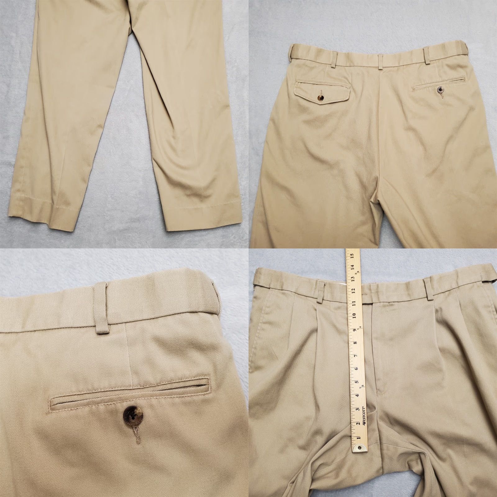 Vintage VINTAGE Travel Smith Pants Mens 36X29 Khaki Pleated Cotton Blend Outdoor Travel Golf Beige 90s Mens Size US 36 / EU 52 - 8 Thumbnail