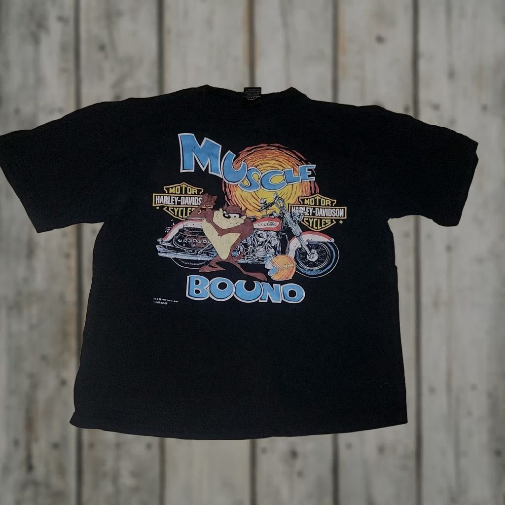Harley Davidson VINTAGE Harley Davidson T-Shirt XL Men Black 1993 Taz Devil Muscle Bound XL Shirt Size US XL / EU 56 / 4 - 1 Thumbnail