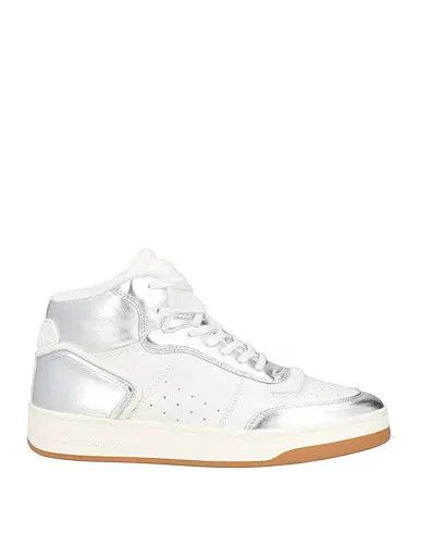 image of Saint Laurent Paris Oc11Z10524 Sl/80 Mid Top Sneakers In White/silver, Men's