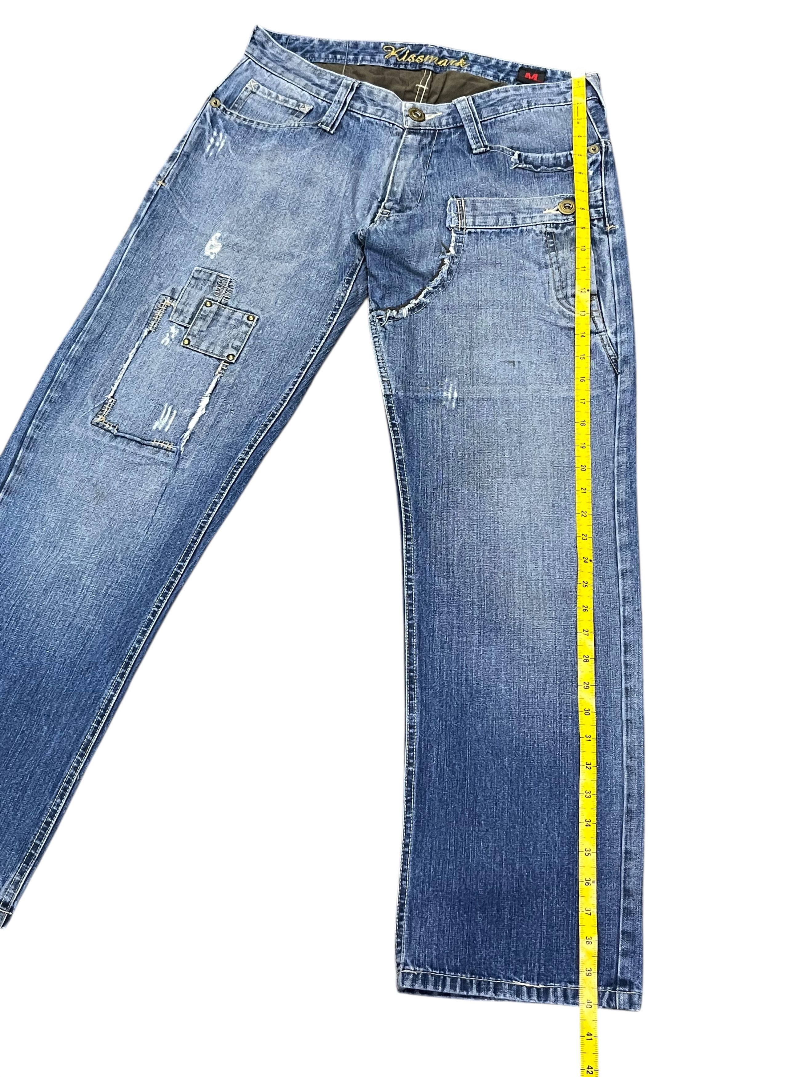 KISS 💋KISSMARK JAPAN Sick Design Half Double Waist Denim Jeans Size US 31 - 15 Thumbnail
