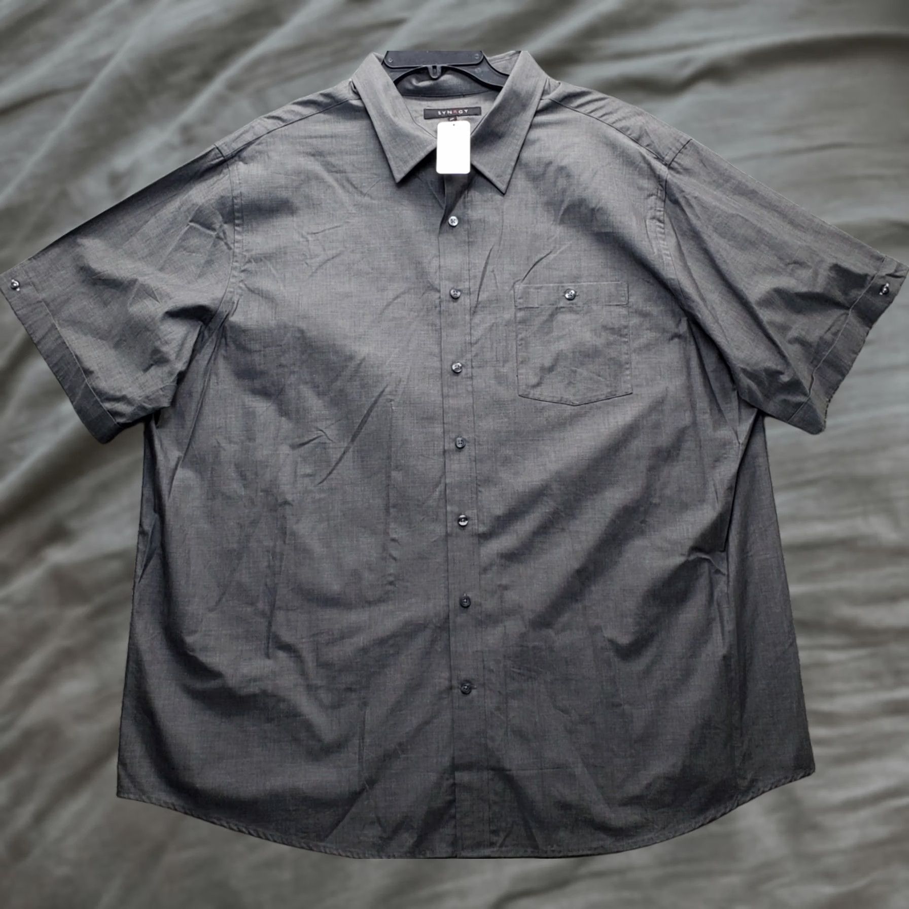 Vintage Synrgy Sport Shirt Mens 2XL Gray Short-Sleeve Button-Up Pocket Casual Shirt Size US XXL / EU 58 / 5 - 1 Thumbnail