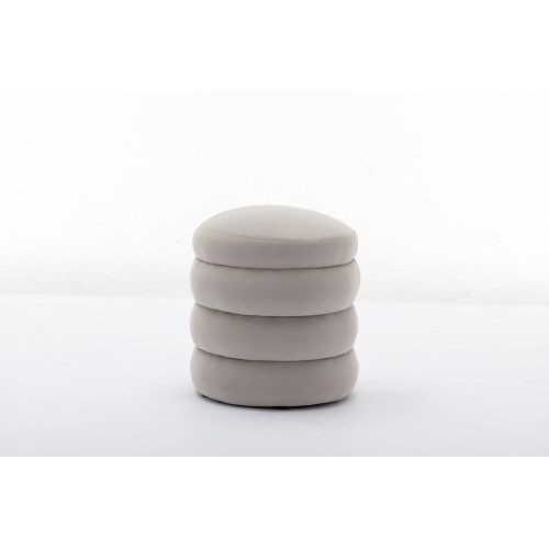 Designer × Homemade 006-Soft Velvet Round Ottoman Footrest Stool,Light Gray Size US L / EU 52-54 / 3 - 8 Thumbnail