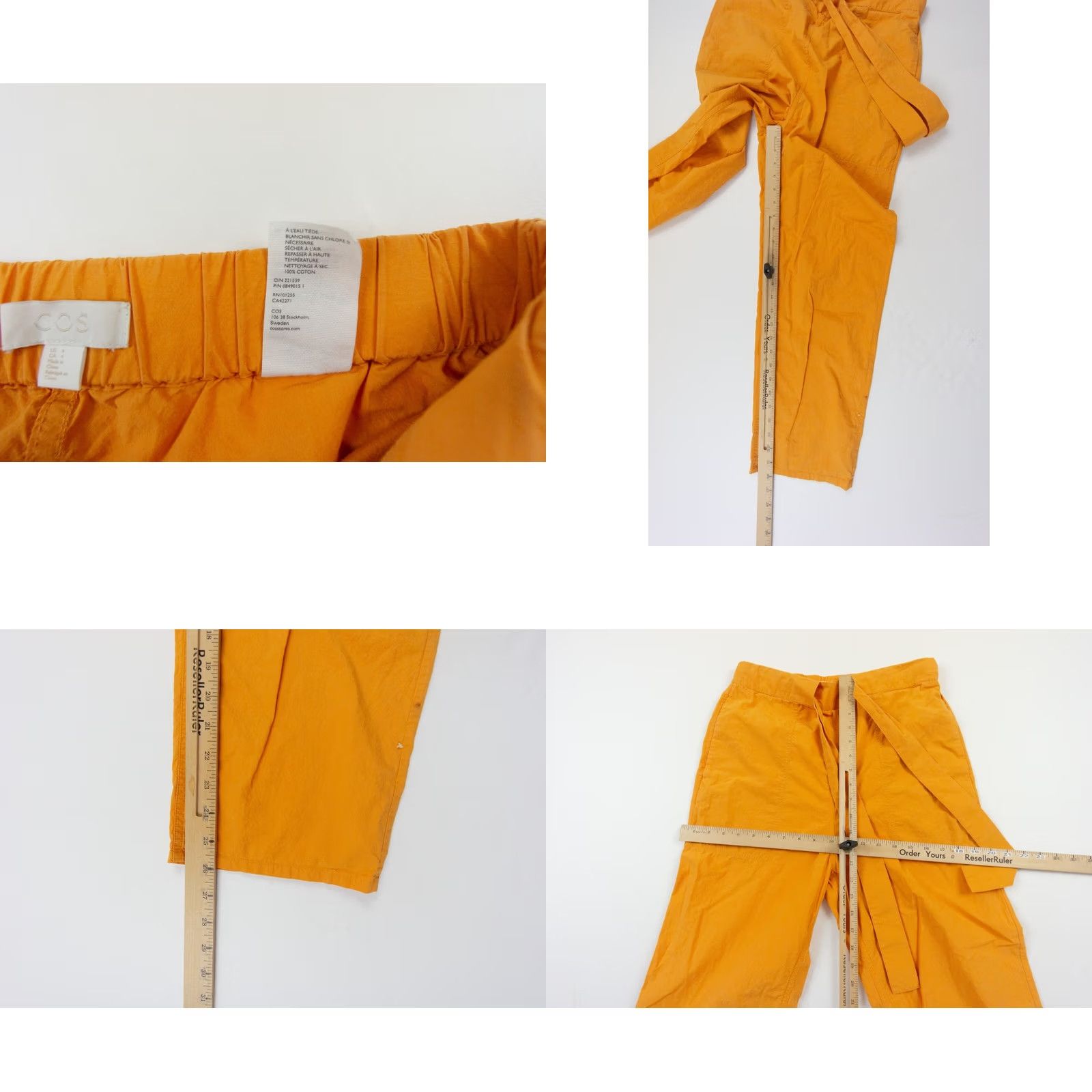 Cos COS Women's Pants Wide-Leg Drawstring Orange 4 Casual Lightweight Cotton Chino Vintage-None Size 27" / US 4 / IT 40 - 8 Thumbnail