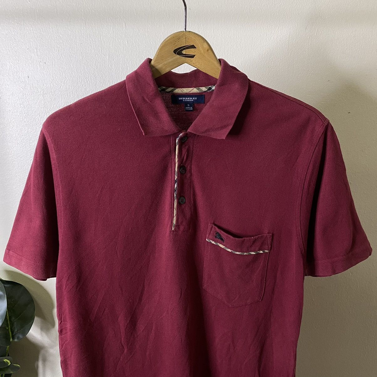 Burberry Burberry London Burgundy Polo T Shirt Size US M / EU 48-50 / 2 - 2 Thumbnail