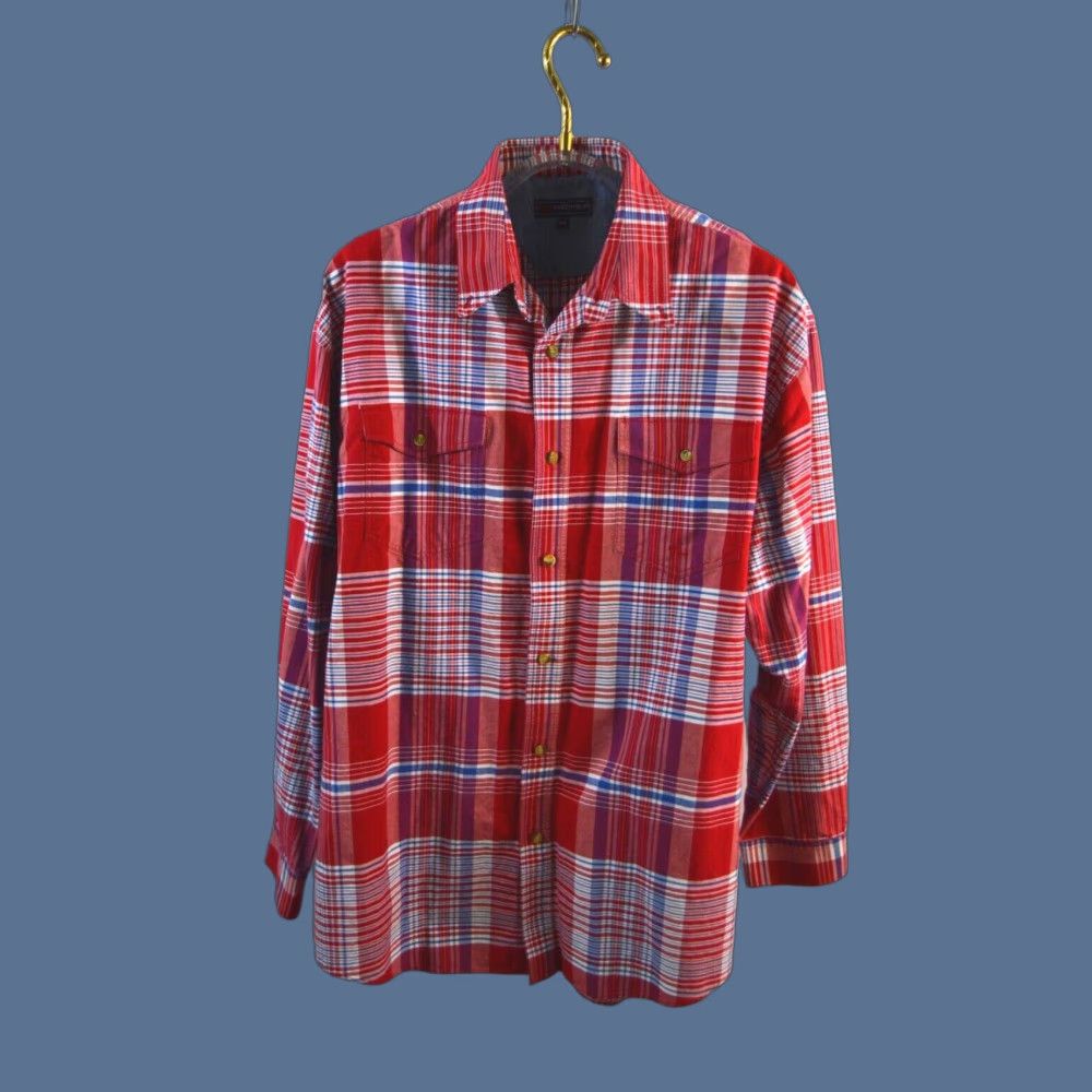 Roper Ropers Men's Shirt 2XL Red Plaid Long Sleeve Western Shirt Size US XXL / EU 58 / 5 - 1 Thumbnail