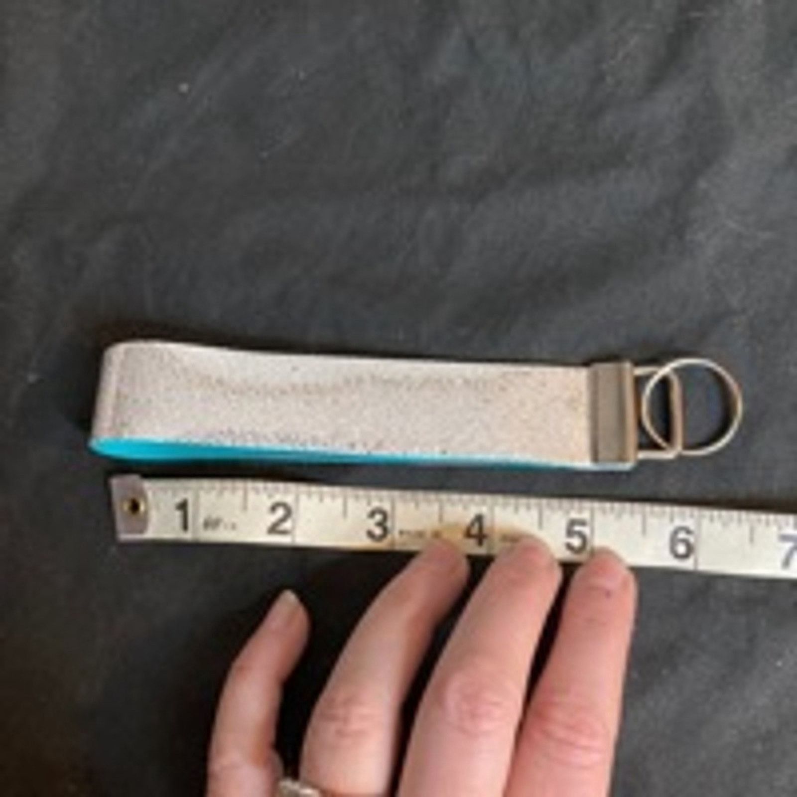 Handmade Handmade Faux Leather Keychain Silver and Teal Lightweight Size ONE SIZE - 4 Thumbnail