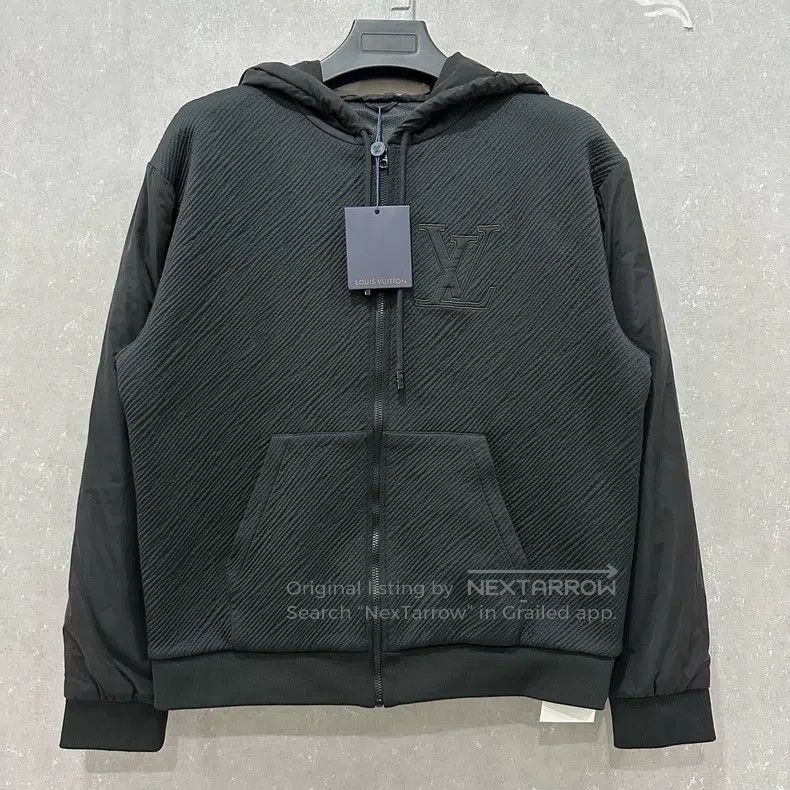 Louis Vuitton Black Large Logo Tech Zip Hooded Jacket