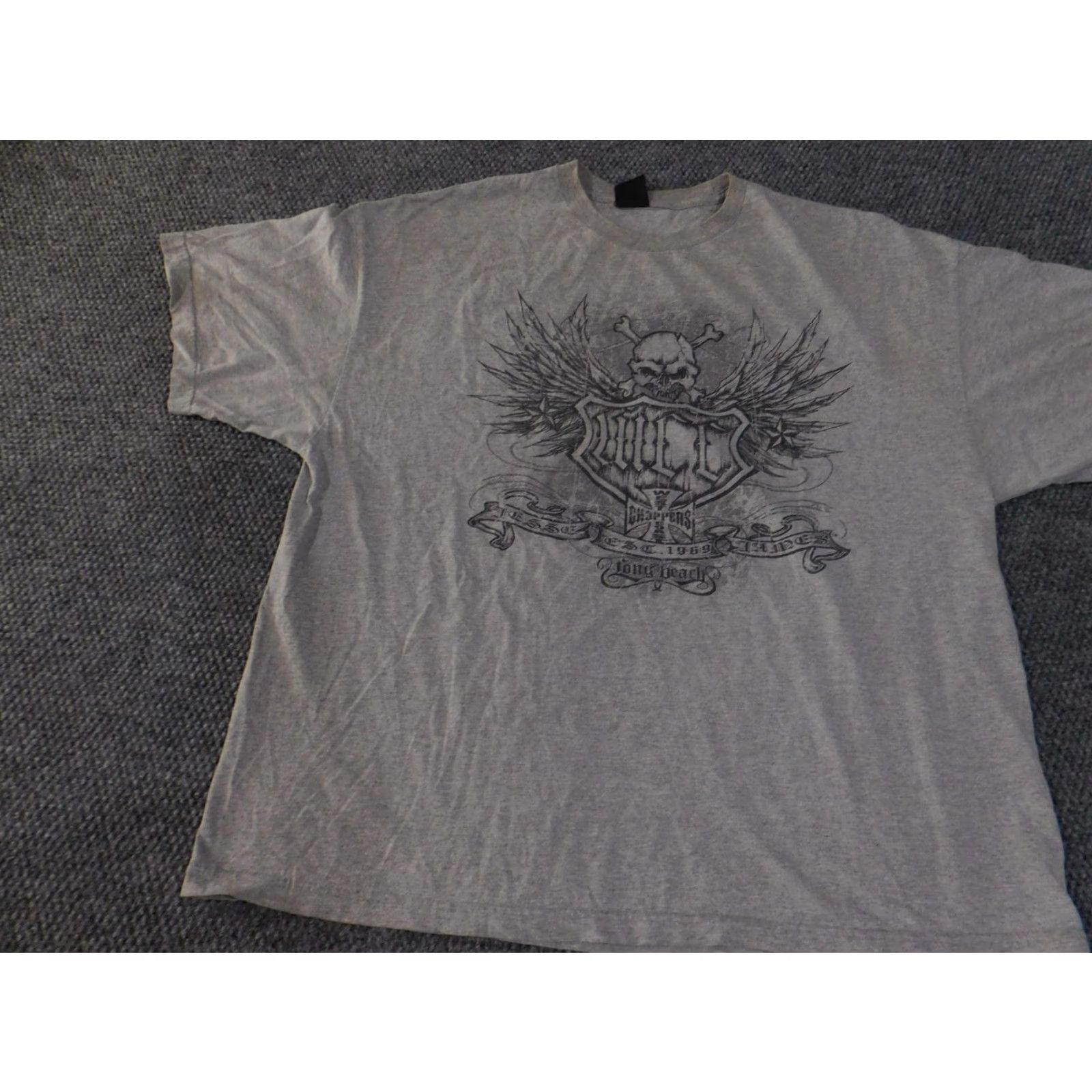 West Coast Choppers VINTAGE West Coast Choppers Shirt Mens 2XL Gray Skull Wings Long Beach Jesse James Tee Size US XXL / EU 58 / 5 - 3 Thumbnail