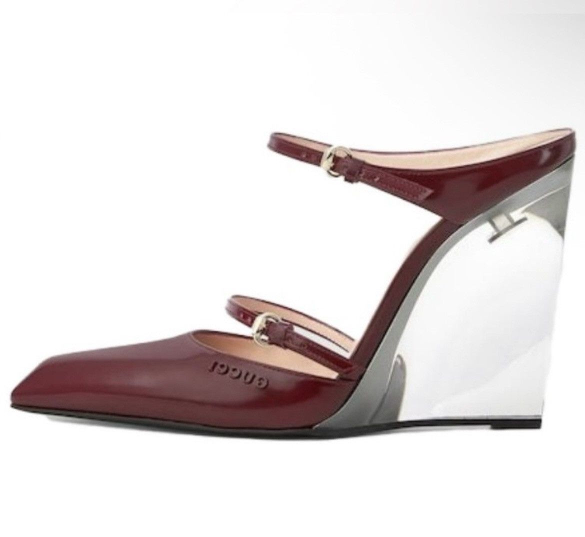 Gucci Gucci Closed Toe Slippers Wedge Mules Regent Rosso Ancora Size US 9 / IT 39 - 3 Thumbnail