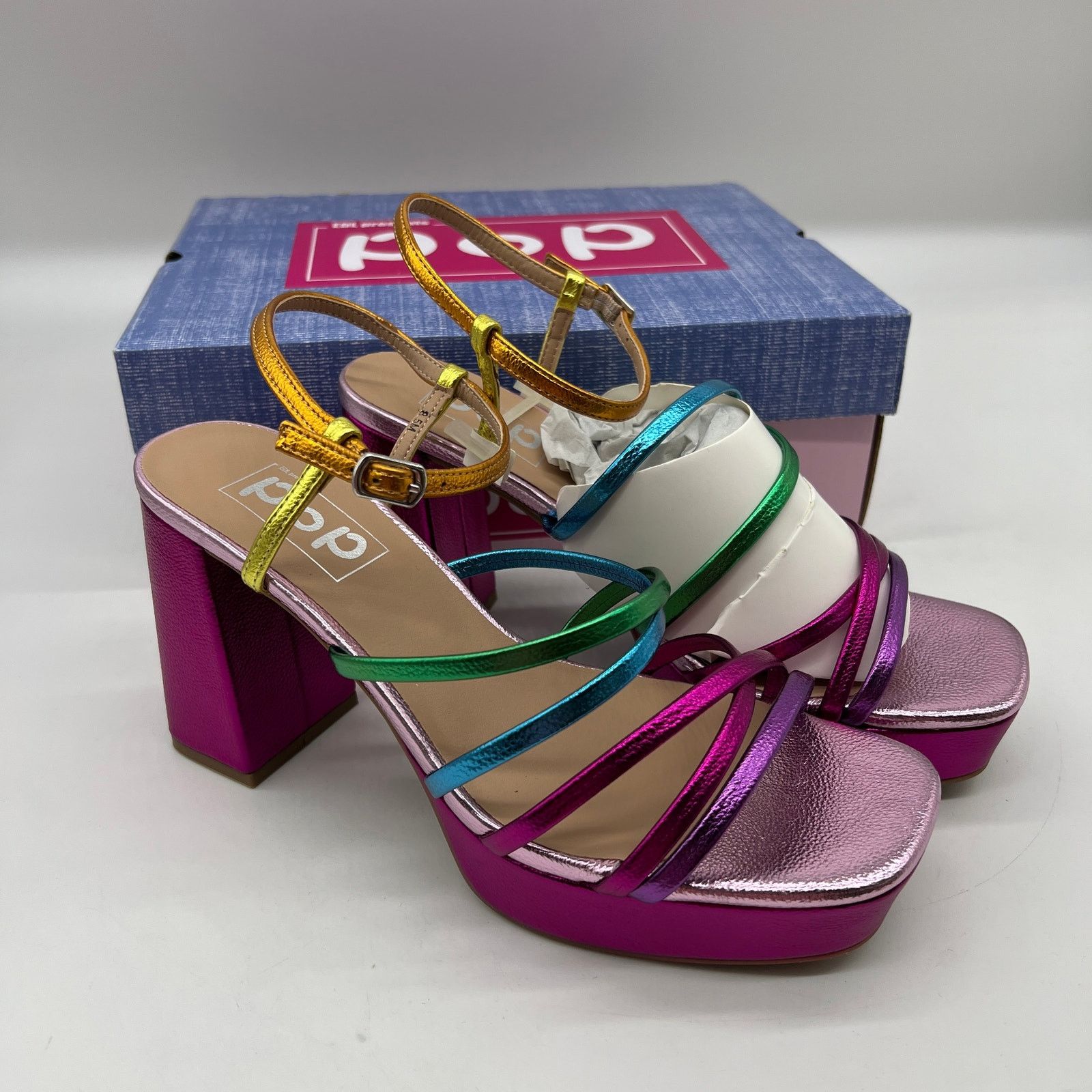 Other Pop Womens Kallie Heeled Sandals Pink Fuschia Multicolor Size US 8.5 / IT 38.5 - 2 Thumbnail
