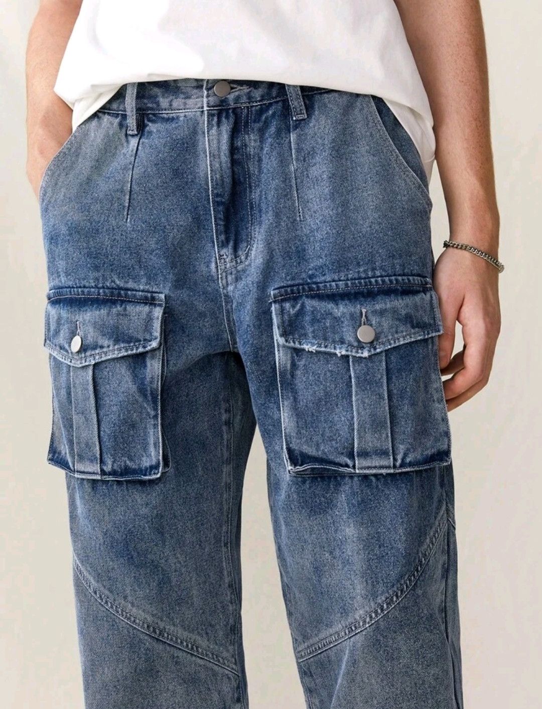 Jean Pockets Cargo Jeans Bushpants Raw Hem Size US 36 / EU 52 - 5 Thumbnail