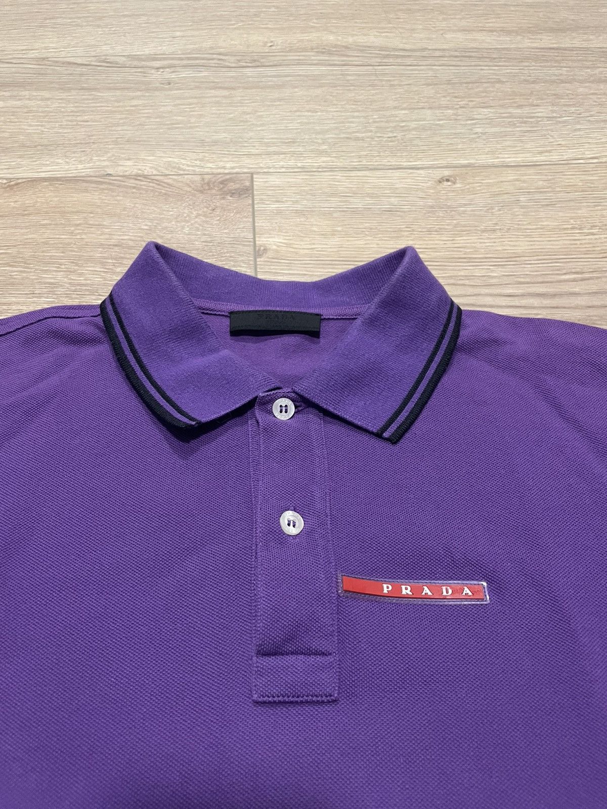 Prada Prada Rad Tab Logo Purple Polo Shirt Size US L / EU 52-54 / 3 - 5 Thumbnail