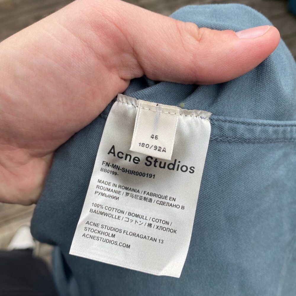 Acne Studios Acne Studios Oversized Cotton Overshirt Jacket Teal Blue Si Size US XL / EU 56 / 4 - 9 Thumbnail