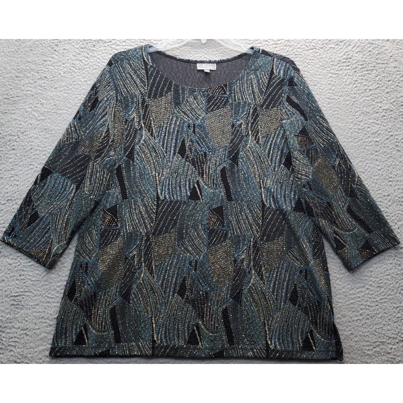 JM Collection JM Collection Blouse Womens Size 2X 3/4 Sleeve Round Neck Multicolor Stretch Pullover Shirt Size XXL / US 16-18 / IT 52-54 - 2 Thumbnail