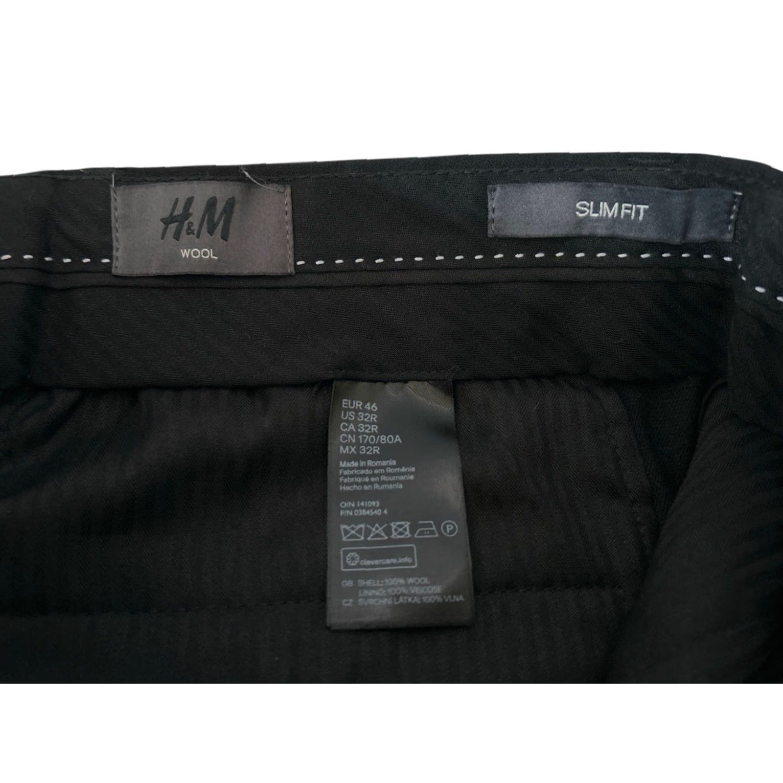 H&M VINTAGE H&M Dress Pants Mens 32R Wool Black 32 Inseam 32 Regular EUC 2010s Size US 32 / EU 48 - 4 Thumbnail