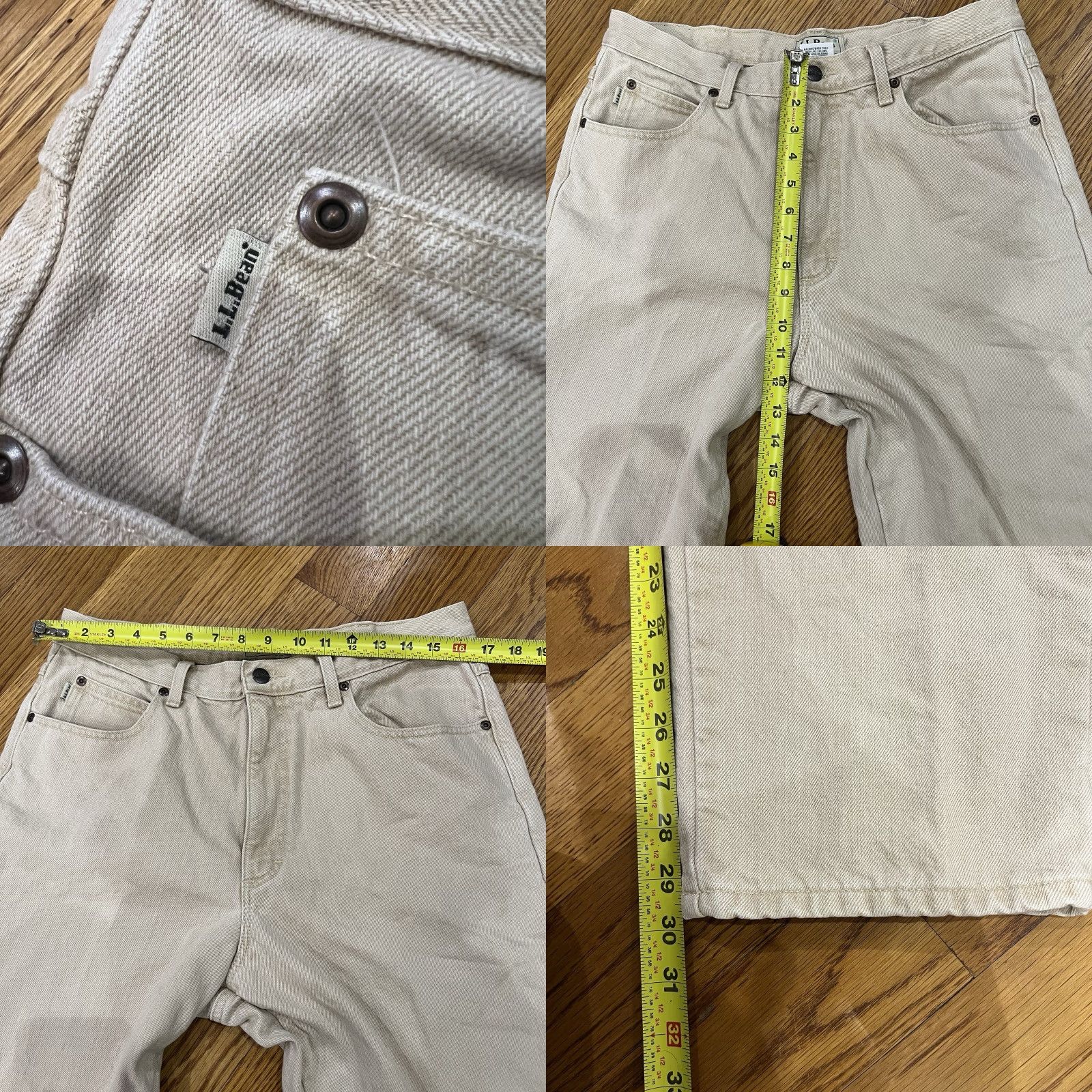 Vintage L.L. Bean Jeans Flannel Lined Mens 34x30 Classic Fit Cream Ivory Denim Size US 34 / EU 50 - 8 Thumbnail
