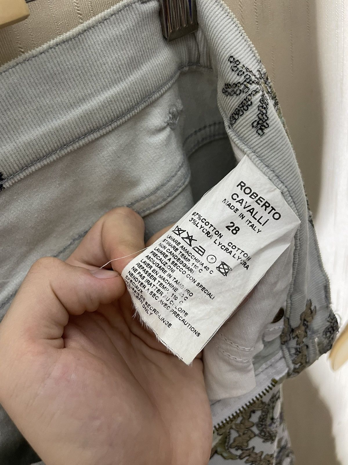 Roberto Cavalli × Vintage Roberto Cavalli velvet floral print vintage pants 90s Size 28" / US 6 / IT 42 - 21 Thumbnail