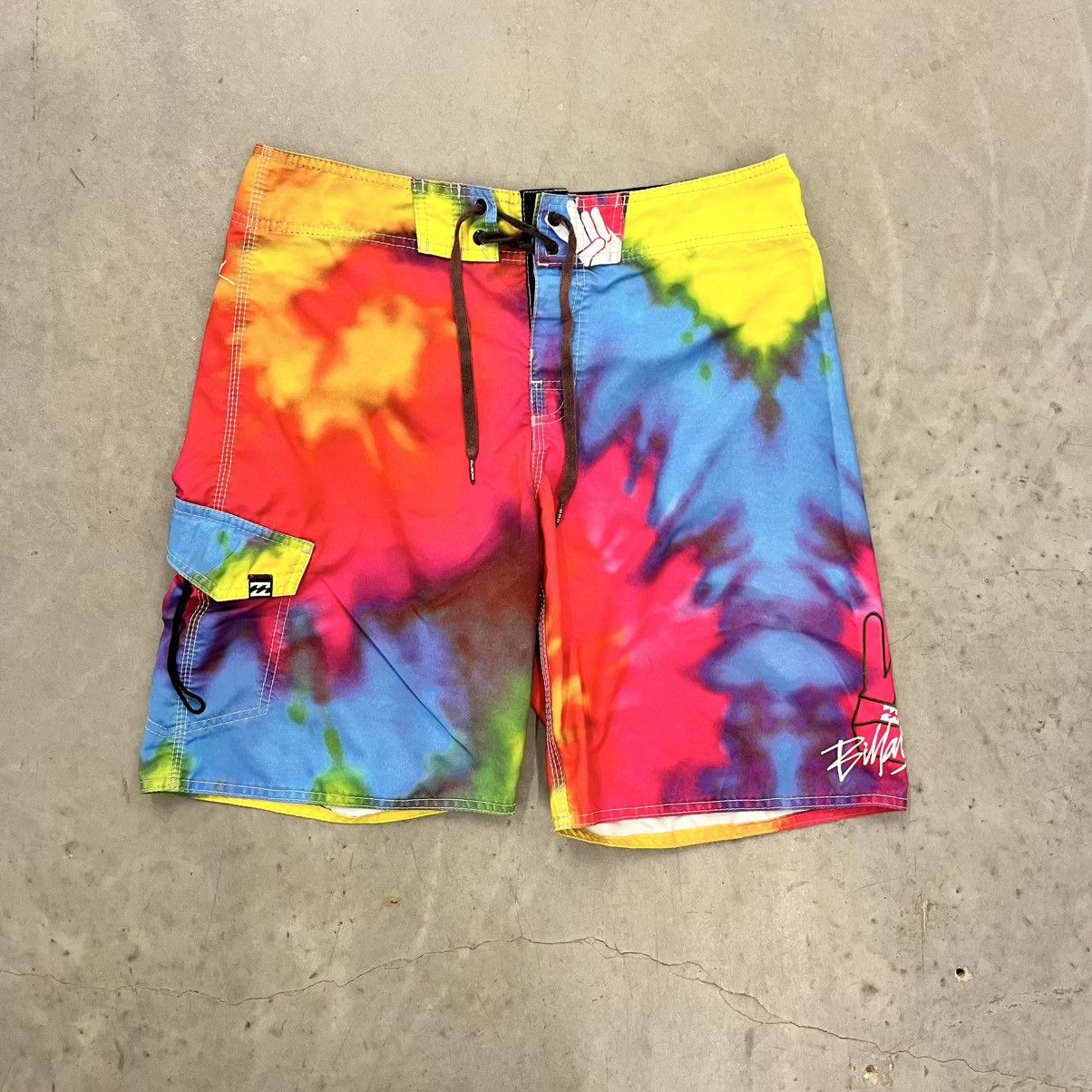 Billabong × Designer Vintage Y2K Billabong Tie Dye Swim Trunks Board Shorts 33" Size US 33 - 1 Thumbnail